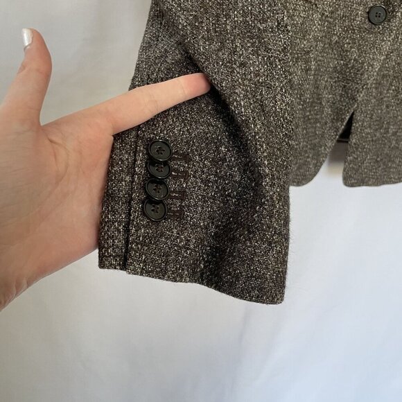 Ann Taylor Womens Tweed Blazer Size 10 Brown-Gray Single Button Long Sleeve - Picture 4 of 9